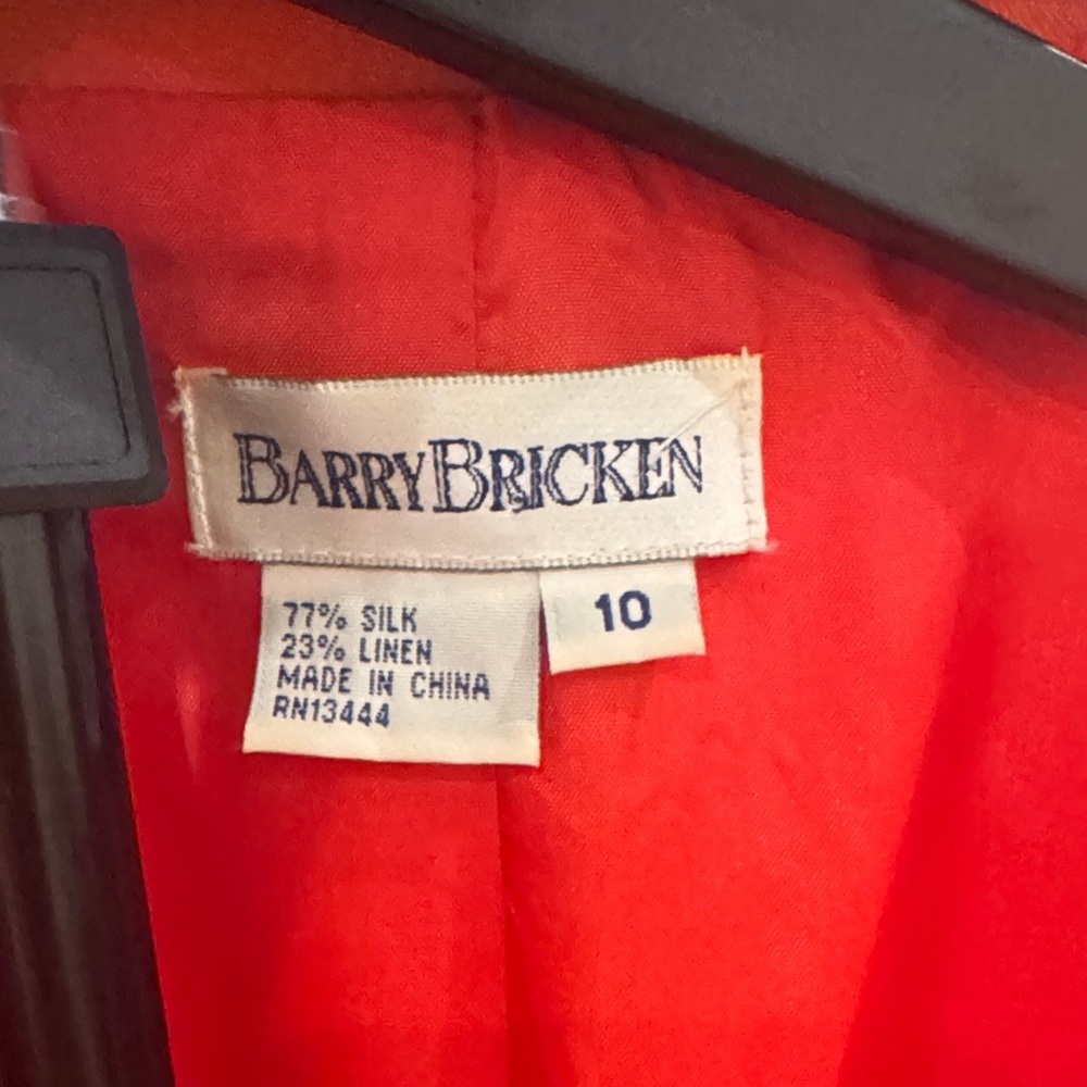 Barry Bricken Orange Open-Front Shawl Collar Blazer - Picture 2 of 5